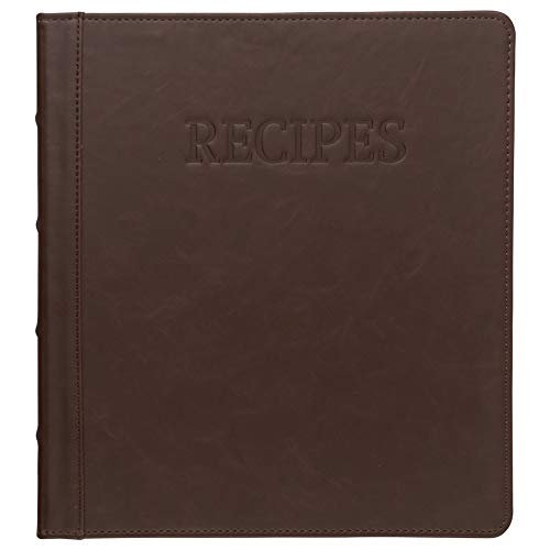 Samsill 1.5" Recipe Binder 8.5x11, 3 Ring Recipe Book Binder to Hold All Your Recipes and Recipe Cards, Brown Family Recipe Binder Bold Design