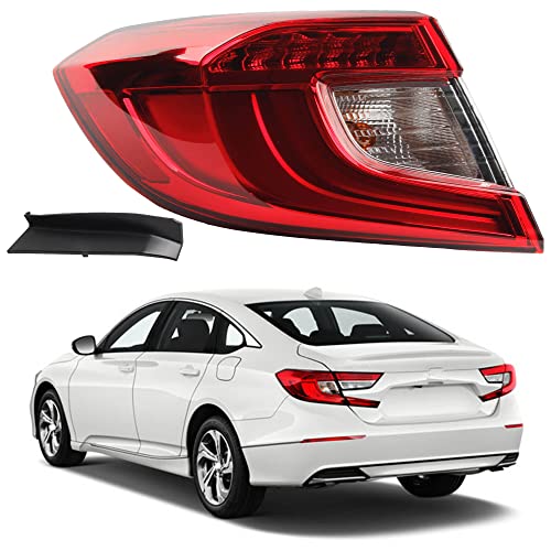 Dasbecan Left Driver Side LED Tail Light Assembly Compatible with 2018 2019 2020 2021 Honda Accord Sedan Rear Brake Lamp Taillights Harness Set