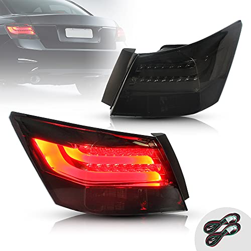 VLAND LED Smoked Tail Lights Compatible For [Honda Accord Inspire 8th Gen Sedan 2008 2009 2010 2012 2013] YAB-YG-0196, 2 PCS, NOT for 2-Dr Coupe