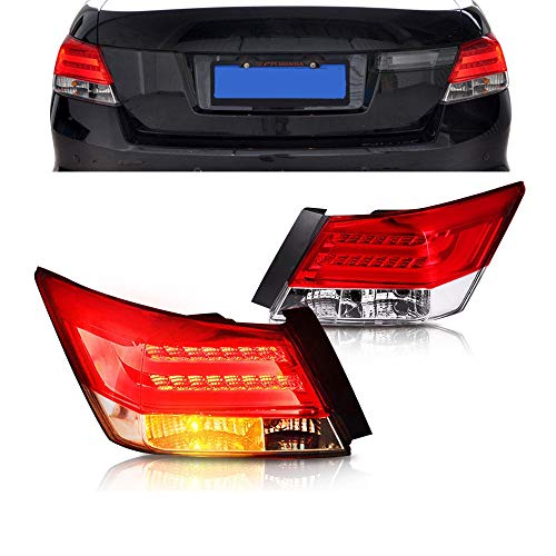 MOSTPLUS Red LED Rear Brake Tail Lights Compatible for Honda Accord 2008-2012 4 Door Sedan Set(2)