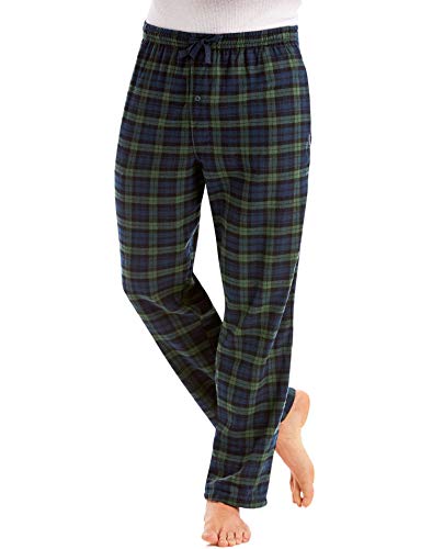 Hanes Ultimate Men's Flannel Pant, Green Plaid, 2X Large