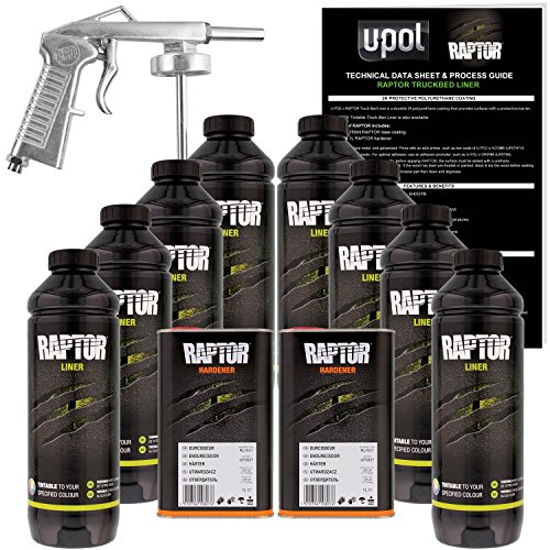 U-Pol Raptor Tintable Urethane Spray-On Truck Bed Liner Kit w/Free Spray Gun, 8 Liters