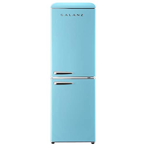 Galanz GLR74BBER12 Retro Bottom Mount Refrigerator, Adjustable Mechanical Thermostat with True Freezer, Blue, 7.4 Cu Ft