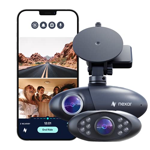 Nexar Pro Dual Dash Cam - HD Front Dash Cam and Interior Car Security Camera - Nexar Dash Cam Front and Cabin - Dual Dash Cam Parking Mode and WiFi - Dash Cams for Cars - Dash Cam for Truckers 128GB