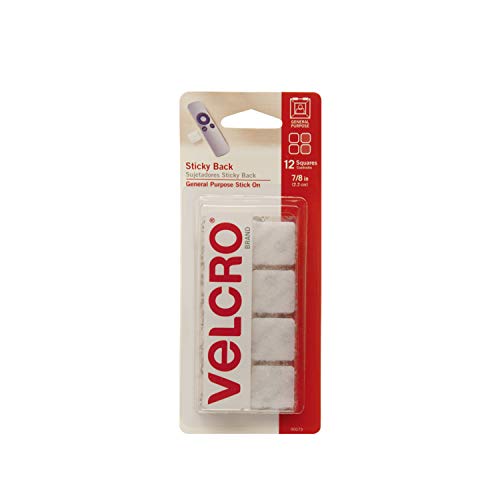 VELCRO Brand Sticky-Back Fasteners, Removable Adhesive, 0.88" X 0.88", White, 12/pack