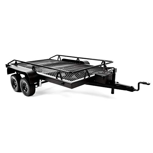 INJORA RC Metal Trailer with Four Tires 450260MM for 1/10 RC Car Crawler Axial SCX10 90046 AXI03007 TRX-4 MST