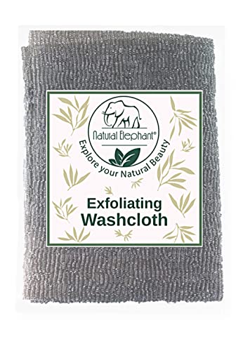 Natural Elephant Exfoliating Washcloth Charcoal Grey Japanese Shower Scrubber for Body (Single Washcloth)