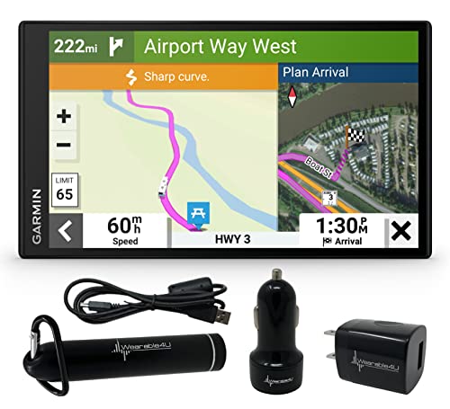 Garmin RV 795 GPS Navigator, Large, Easy-to-Read 7, Custom RV Routing, High-Resolution Birdseye Satellite Imagery with Wearable4U Power Pack Bundle