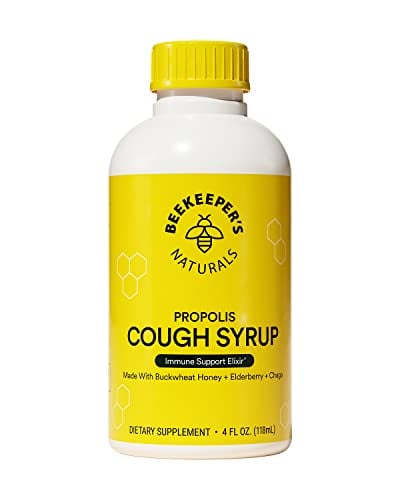 Propolis Honey Cough Syrup Daytime for Adults - by Beekeeper's Naturals - Elderberry, Bee Propolis, Buckwheat Honey - Immune Support & Throat Soothing, 4 oz
