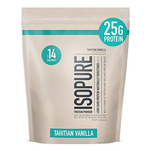 Isopure Protein Powder, Whey Protein Isolate Powder, 25g Protein, Low Carb & Keto Friendly, Naturally Sweetened & Flavored, Flavor: Tahitian Vanilla, 1 Pound