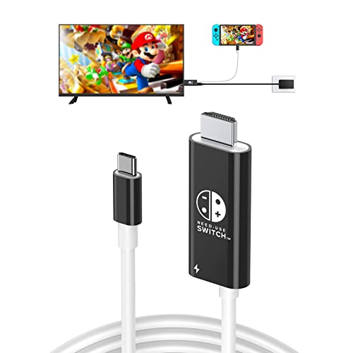 Portable HDMI Adapter Compatible with Nintendo Switch NS/OLED, This Type-C to HDMI Conversion Cable Replaces the Original Switch Dock for TV Projection Screen, Convenient for Travel, 4K HD, 2m, Black