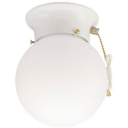 Westinghouse Lighting 66680 One-Light Flush-Mount, White with Pull Chain