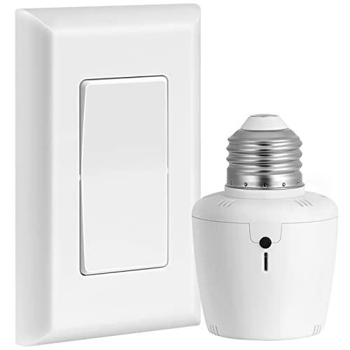 Suraielec Remote Control Light Bulb Socket, Wall Mount Switch, E26 E27 Lamp Socket, No Wiring, 100FT Range, Wireless Light Switch for Lamps, Pull Chain Light Fixture, Pull String (Shorter Version)