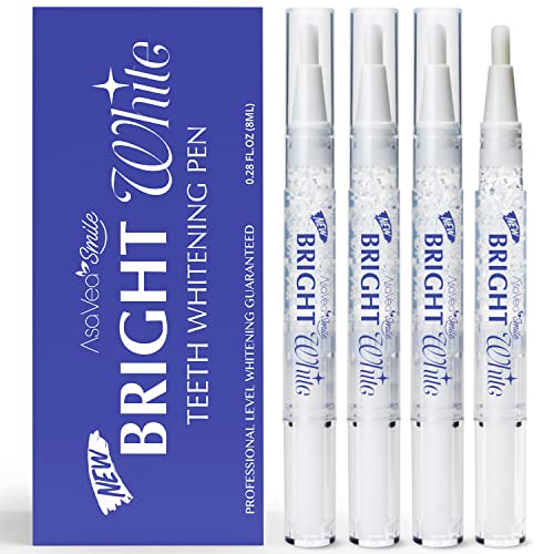Teeth Whitening Pen (4 Pens) for Teeth Whitening, 40+ Uses, Effective, Painless, No Sensitivity, Travel-Friendly, Beautiful White Smile, Mint Flavor by AsaVea Smile