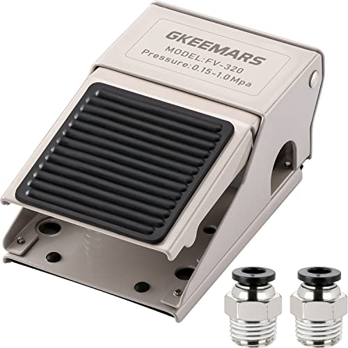 GKEEMARS Pneumatic Foot Pedal Valve FV-320 1/4 NPT Threaded Rubber Nonslip Pressure Control Foot Operated Pedal 2 Position 3 Way