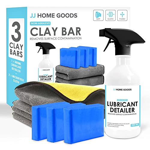JJ HOME GOODS Car Clay Bar Kit for Car Detailing Contains 3 Pack 300gram Clay Bar (3x100g) + 16.9 fl. oz Clay Bar Lubricant + 2 Pack Microfiber Cloth