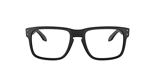 Oakley Men's Ox8156 Holbrook Rx Square Prescription Eyeglass Frames, Satin Black Silver Icon/Demo Lens, 54 mm