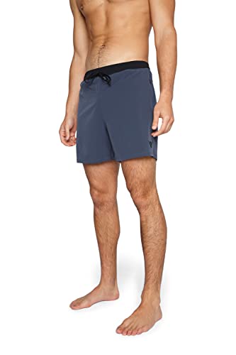 YOGA CROW Flow Mens Workout Shorts - Quick Dry Inner Compression Liner - Zipper Pocket Antimicrobial - Hot Yoga, Gym, Running- Legion Blue/LG