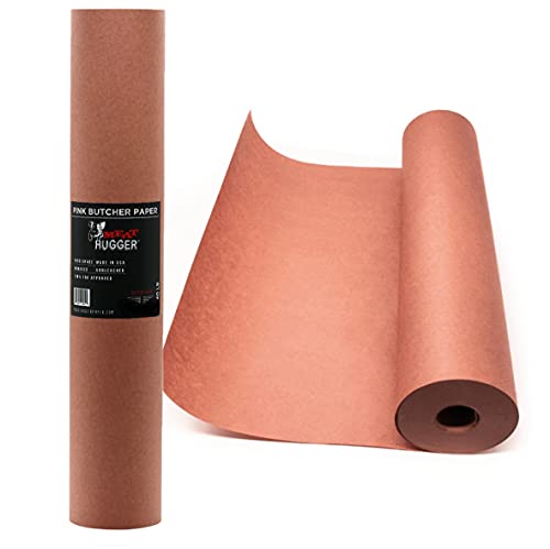 Pink Butcher BBQ Paper Roll (18 Inch by 175 Feet) Food Grade Peach Wrapping Paper for Smoking Beef Brisket Meat Texas Style, All Natural and Unbleached