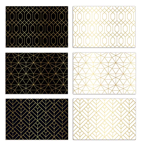 Better Office Products 100-Pack All Occasion Greeting Cards, Assorted Blank Note Cards, 4 x 6 inch, 6 Elegant Gold Foil Geometric Designs, Blank Inside, with Envelopes, 100 Pack
