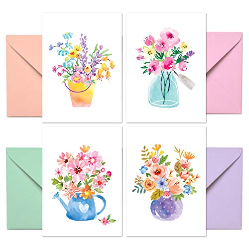 Blank Cards with Envelopes - 48 Floral Blank Note Cards with Envelopes  4 Assorted Cards for All Occasions! Blank Notecards and Envelopes Stationary Set for Personalized Greeting Cards-4x5.5"