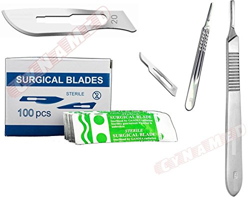 100 Each Scalpel Blades #20# 15 + Handle # 3 + Handle # 4 Surgical Dental CYNAMED