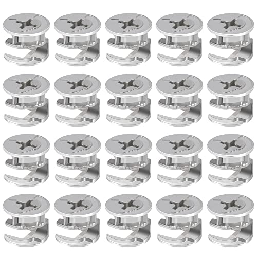 20 Pieces Furniture Cam Lock Fasteners 15mm x 12mm Furniture Cam Lock Nut Connectors Fittings for Cabinet Drawer Wardrobe Panel Connecting
