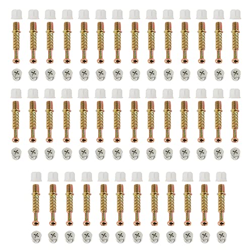 40 Sets Furniture Board Cam Fitting with Dowel and Pre-Inserted Nut, 3 in 1 Cam Lock Nuts for Cabinet Drawer Dresser and Wardrobe Furniture Panel Connecting (Dowel M6x36mm, Cam Fitting 15x13mm)