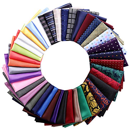 40 Pack 8.5x8.5 inch Pocket Squares for Men Men's Handkerchief Mens Pocket Squares Set Assorted Colors with a Holder