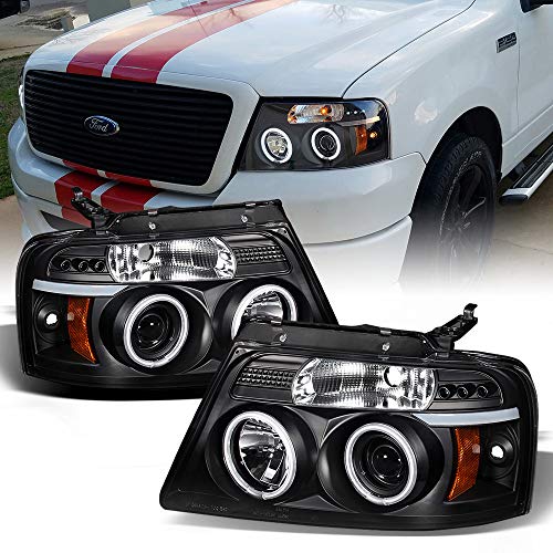 ACANII - For 2004-2008 Ford F150 LED Halo Ring Black Housing Projector Headlights Headlamps, Driver & Passenger Side