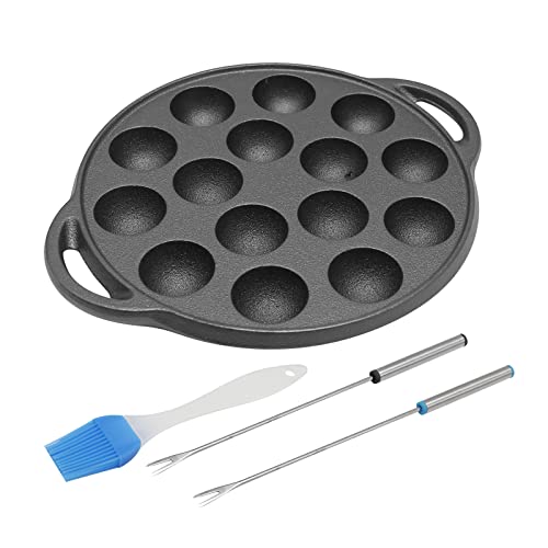 Aynaxcol Cast Iron Takoyaki Pan,15 Hole NonStick Octopus Ball Maker Square Cooking Plate 1.5" Half Sphere Takoyaki Maker