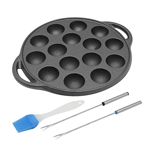 12 Hole Cast Iron Takoyaki Pan, Heavy Duty NonStick Cooking Plate 1.5" Half Sphere Octopus Ball Maker for Baking Cooking