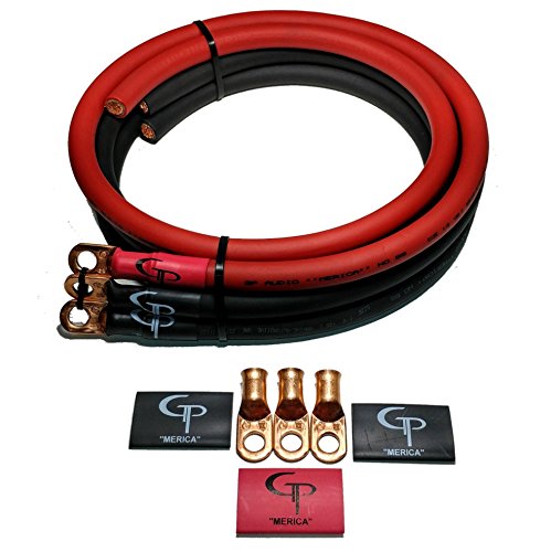 GP Car Audio Big 3 UPGRADE wiring Kit OFC TRUE 1/0 AWG GAUGE RED and BLACK