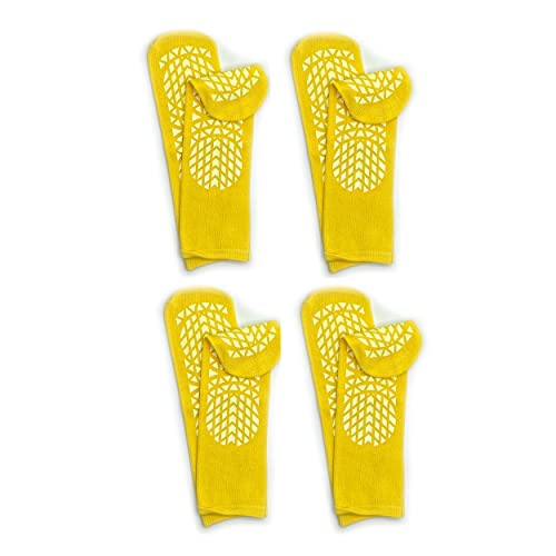 Secure Step Double-Sided Tread Non Slip Safety Socks, 4 Pair (XX-Large, Yellow)