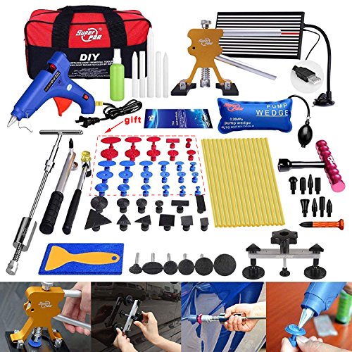 Fly5D 74 Pcs Car Body Paintless Repair Removal Tools Automotive Door Ding Dent Silde Hammer Glue Puller Repair Starter Kits for Car Hail Damage and Door Dings Repair