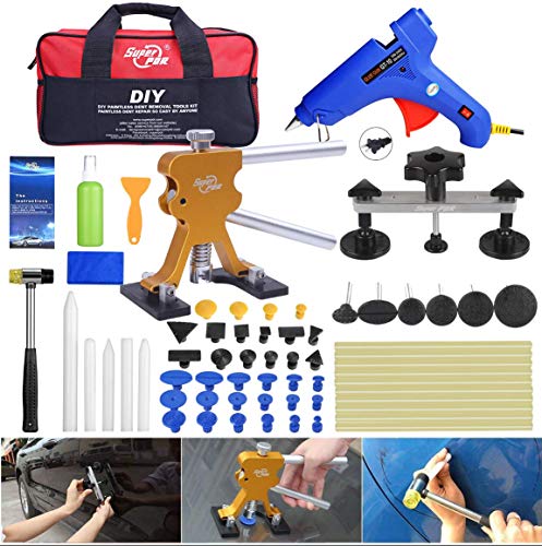 Fly5D 53Pcs PDR kit Auto Body Paintless Dent Repair Removal Tool Kits Dent Lifter Auto Glue Dent Puller Kits with Tool Bag, Aluminum Dent Removal Kit for 98% Hail Dents and Car Dents