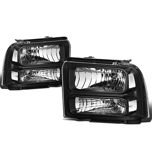DNA MOTORING HL-OH-FSD05-BK-CL1 Black Housing Headlights Replacement For 05-07 F250 F350 F450 F550 SD