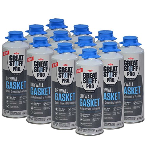 GREAT STUFF PRO Flexible Drywall Gasket - 18 oz, One Component, Water Based, Air Cured, Drywall Sealant. Pack of 12. for Use Only with Great Stuff Pro Gasket Dispensing Gun (Not Included)