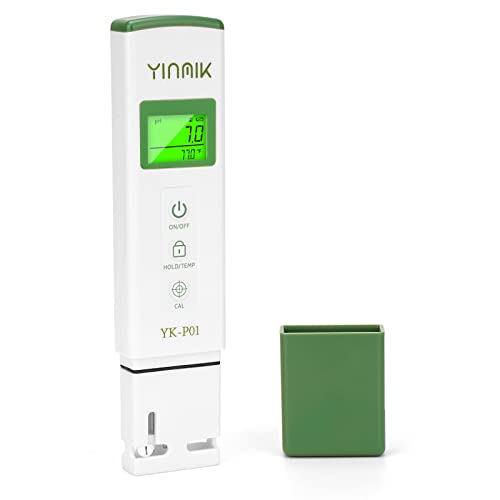 YINMIK YK-P01 pH Tester Digital pH Meter for Water Hydroponics, Accurate pH Temp Meter with ATC for Pool, Spa, Hot Tub, Indoor Plants, Drinking Water, Wine Beer Home Brewing, Aquarium