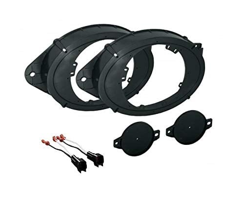 ASC 6+-Inch 6" 6.5" 6.75" or 6x9 Front Car Speaker Install Adapter and Tweeter Mount Bracket Plates w/Speaker Wire Connectors for Select GM GMC Vehicles- See Below for Compatible Vehicles