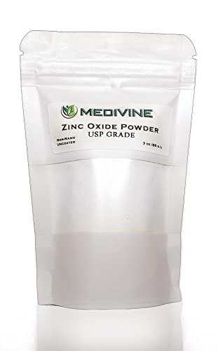 Zinc Oxide Powder- Non-Nano, USP Grade by Medivine, 3 oz. (85 g)