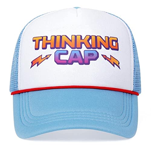 Thinking Cap Trucker Hat,Adjustable Mesh Baseball Cap Hat Men Women Halloween Cosplay Blue