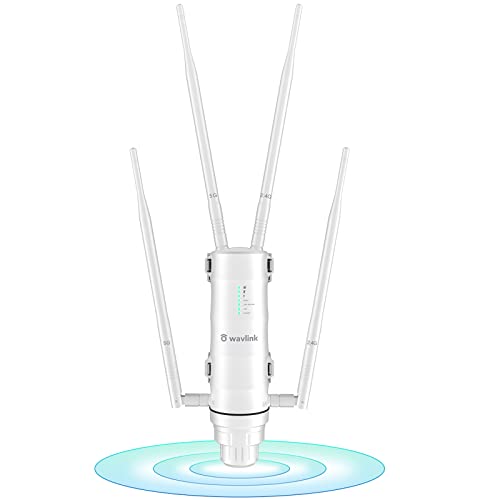 WAVLINK Outdoor WiFi Extender AC1200 High Power Outdoor Weatherproof WiFi Range Extender Access Point with Passive POE, Dual Band 2.4GHz+5GHz, 4x7dBi Detachable Antenna