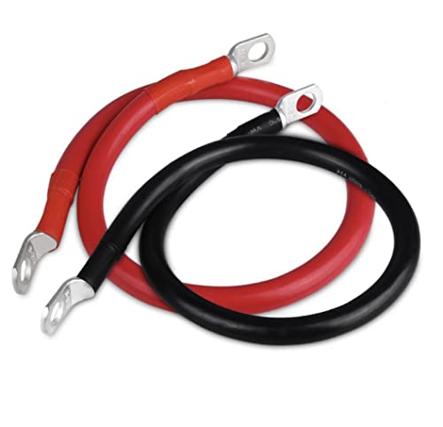 Battery Cable 6AWG 20-Inch Battery Power Inverter Cables Set with 3/8"Lugs Terminals 6 Gauge x 20" (1 Black & 1 Red) for Car Marine Solar ATV Lawn Mower RV Motorcycle (6AWG, 20-Inch)