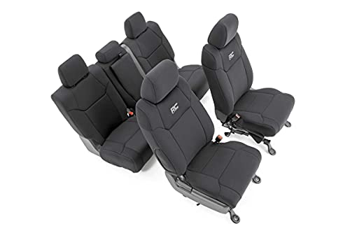 Rough Country Neoprene Seat Cover Set for 14-21 Toyota Tundra | CrewMax - 91027A, Front/Rear, Black