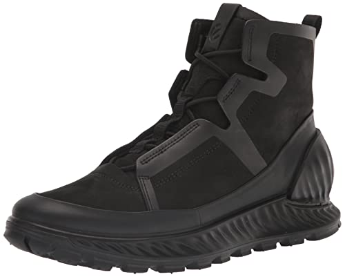 ECCO Men's Exostrike Stealth Mid Hiking Boot, Black/Black Nubuck, 11-11.5