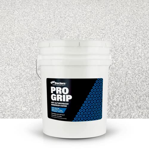 Pro Grip Rubberized Non-Skid Spray Coating (White, 5-Gallon) for Decks, Floors, Boats & Sports Courts  Non-Slip Rubber Paint for Concrete, Wood, Metal & Fiberglass