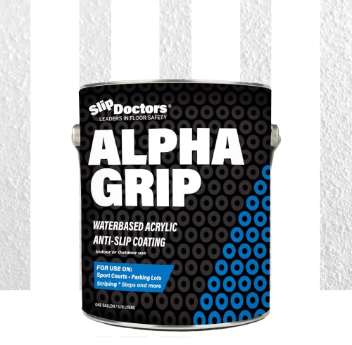 Alpha Grip Non-Slip Paint (White) for Concrete & Asphalt  Non-Skid Coating Ideal for Floor Striping Parking Lots, Playgrounds, Garages & Pavements