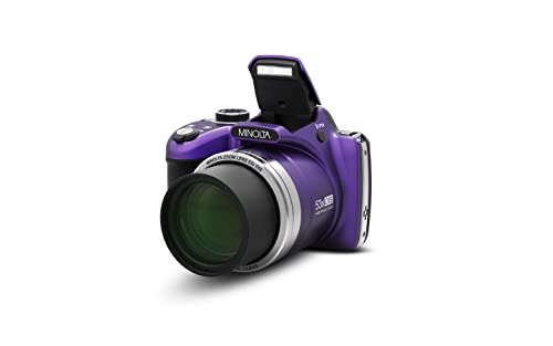 Minolta Pro Shot 16 Mega Pixel HD Digital Camera with 53x Optical Zoom, Full 1080p HD Video & 16GB SD Card, MN53Z, Purple