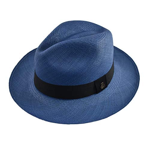 Original Panama Hat - Classic Fedora - Many Colors - Toquilla Straw - Handmade in Ecuador (Large | 58cm - 59cm, Electric Blue)